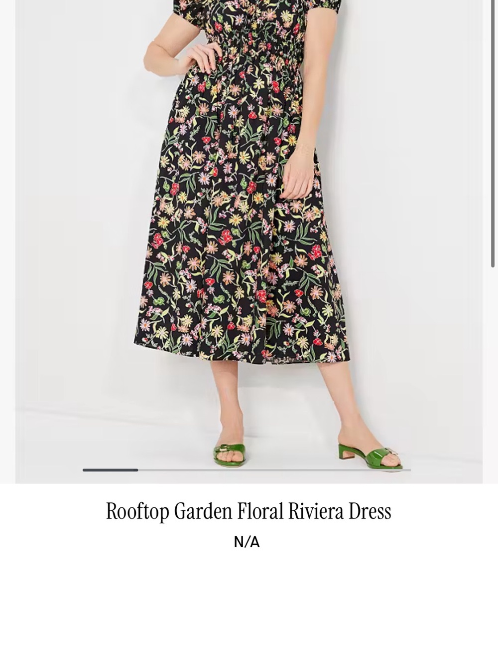 Kate Spade Rooftop Garden Black Floral Riviera Dress. Puff Sleeves. Size XS - Picture 7 of 9
